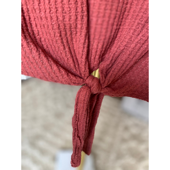 Paper Crane Keyhole Crop Top Warm Buttery Soft Cozy Waffle Knit Lounge Street M - Picture 5 of 9